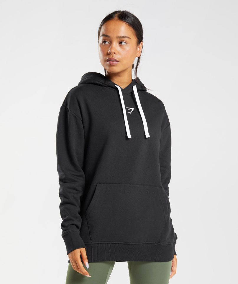 Women\'s Gymshark Fraction Hoodie Black | CA 386A71